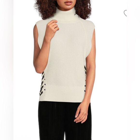 Ramy Brook Cream Sleeveless Turtleneck Sweater - Picture 1 of 1